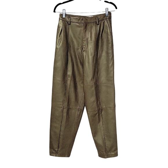 Linda Allard for Ellen Tracy Vintage Bronze Leather Pants Womens Size 6